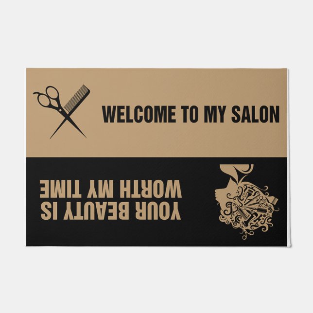 Willkommen in meinem Salon Doormat, Hair Stilgesch Fußmatte (Vorderseite)