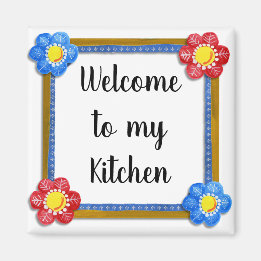 Willkommen in meiner Küche Floral Land Magnet