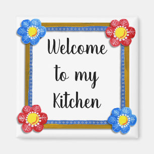 Willkommen in meiner Küche Floral Land Magnet