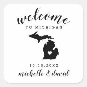Willkommen in Michigan Brauchtum für Hochzeiten Quadratischer Aufkleber