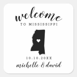 Willkommen in Mississippi   Brauchtum für Hochzeit Quadratischer Aufkleber