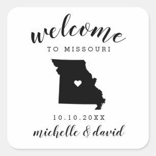 Willkommen in Missouri  Gewohnheitsgefühl Quadratischer Aufkleber