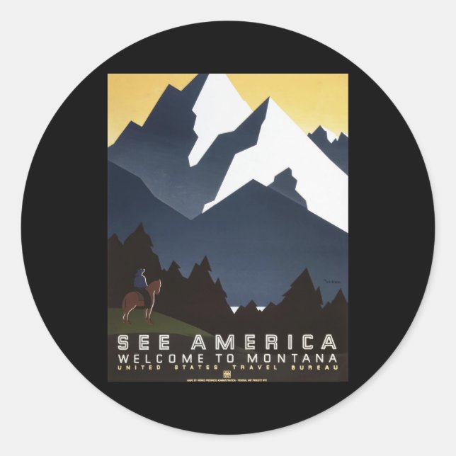 Willkommen in Montana Runder Aufkleber (Vorderseite)