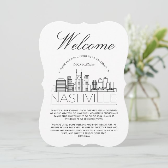 Willkommen in Nashville | Hotelgäste Details Einla Einladung (Stehend Vorderseite)