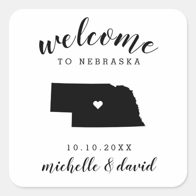 Willkommen in Nebraska | Brauchtum für Hochzeiten Quadratischer Aufkleber (Vorderseite)