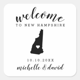 Willkommen in New Hampshire   Brauchtum für Hochze Quadratischer Aufkleber
