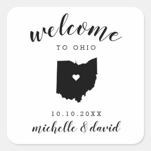 Willkommen in Ohio Brauchtum für Hochzeiten Quadratischer Aufkleber