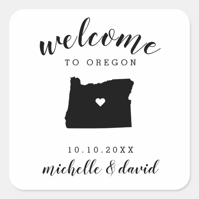 Willkommen in Oregon | Brauchtum für Hochzeiten Quadratischer Aufkleber (Vorderseite)