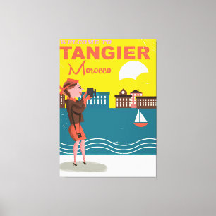 Willkommen in Tanger Marokko Vintage Reiseplakat Leinwanddruck