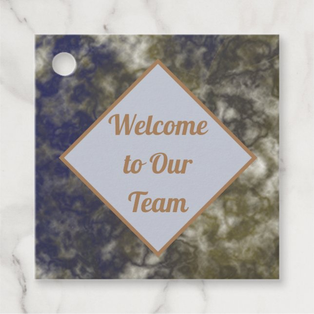 Willkommen in unserem Abstrakten neuen Mitarbeiter Geschenkanhänger (Vorderseite)