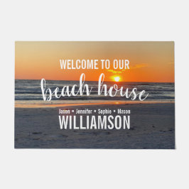 Willkommen in unserem Beach House Sunset Door Mat Fußmatte