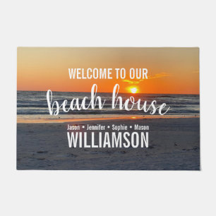Willkommen in unserem Beach House Sunset Door Mat Fußmatte