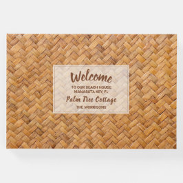 Willkommen in unserem Beach House Woven Palm Leaf  Gästebuch