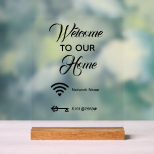 Willkommen in unserem Haus WiFi-Passwort elegant Acrylschild