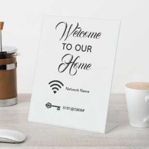 Willkommen in unserem Haus WiFi-Passwort elegant Sockelschild