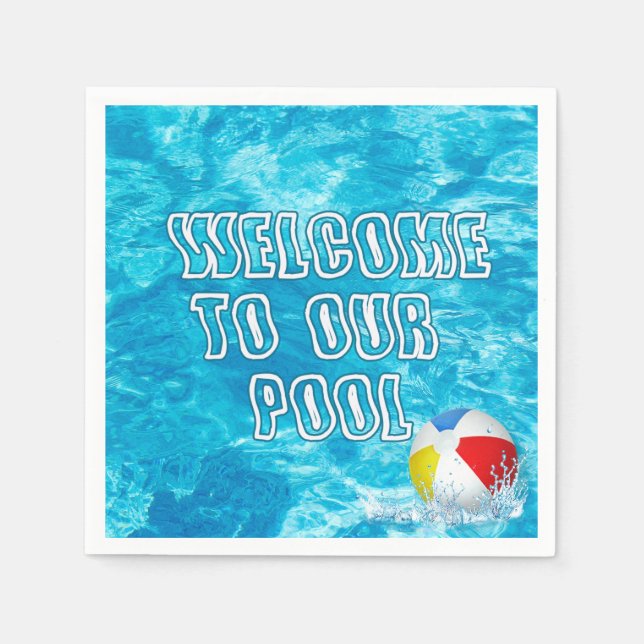Willkommen in unserem Pool mit Beach Ball Serviette (Vorderseite)