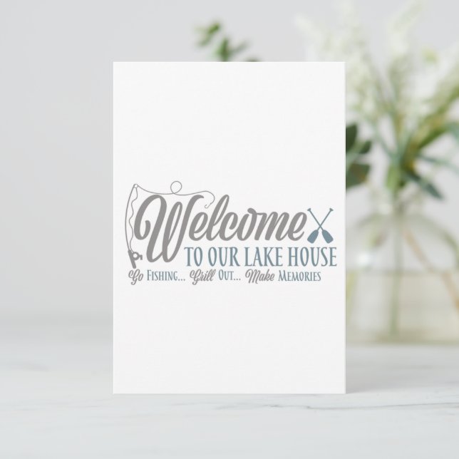 WILLKOMMEN "IN UNSEREM SEE HOUSE" HAUSHALTSPRÜCHE EINLADUNG (Stehend Vorderseite)