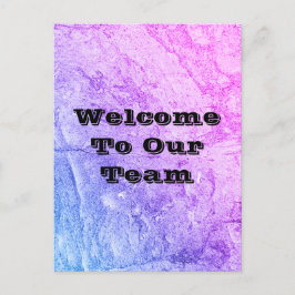 Willkommen in unserem Team Marbled Blue Pink Offic Postkarte