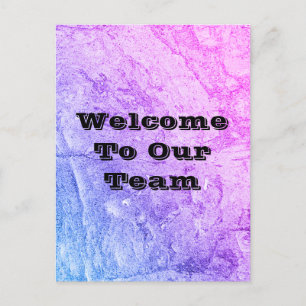 Willkommen in unserem Team Marbled Blue Pink Offic Postkarte