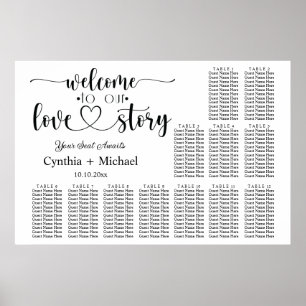 Willkommen in unserer Liebe Story 12 Table Wedding Poster