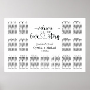 Willkommen in unserer Liebe Story 15 Table Wedding Poster