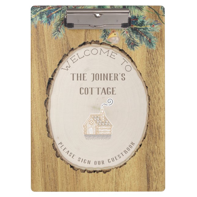 Willkommen in unserer rustikalen Hütte im Wald Klemmbrett (Vorderseite)