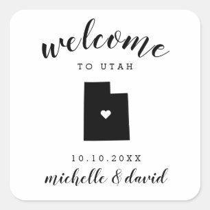 Willkommen in Utah Brauchtum für Hochzeiten Quadratischer Aufkleber