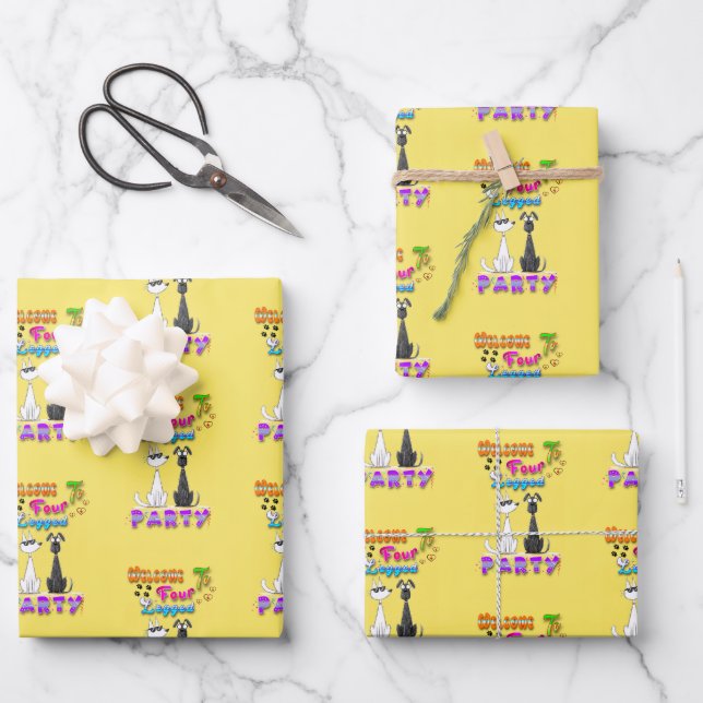 Willkommen in vier Party Geschenkpapier Set (Vorderseite)