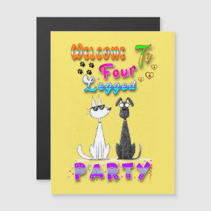 Willkommen in vier Party Magnetkarte