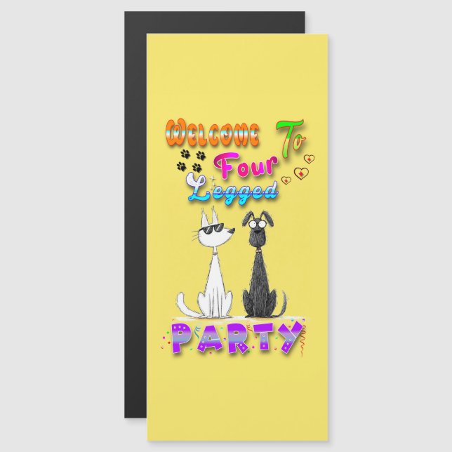 Willkommen in vier Party Magnetkarte (Vorne/Hinten)