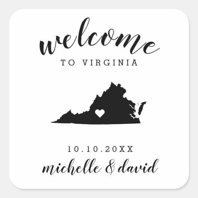 Willkommen in Virginia | Brauchtum für Hochzeiten Quadratischer Aufkleber (Vorderseite)