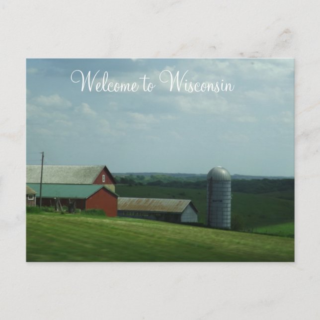 Willkommen in Wisconsin Farm Foto Postcard Postkarte (Vorderseite)
