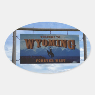 Willkommen in Wyoming Ovaler Aufkleber
