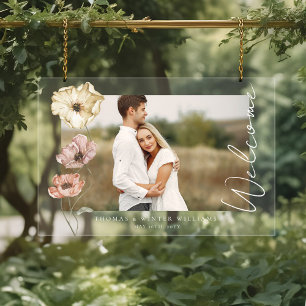 Willkommen Isländisch Watercolor Island Poppies Fo Acrylschild