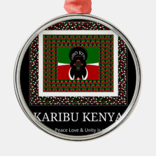 Willkommen Kenia: Lebendige Nationalflaggenfarben  Ornament Aus Metall