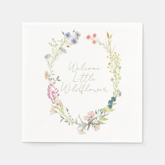 Willkommen Kleine Wildblume Kranz Party Napkin Serviette (Vorderseite)