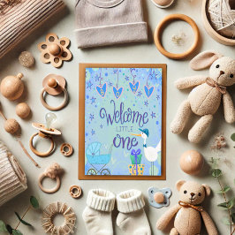 Willkommen Kleiner Baby Junge Whimsical Niedlich Karte