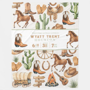 Willkommen Kleiner Cowboy Baby Name Western Fleecedecke
