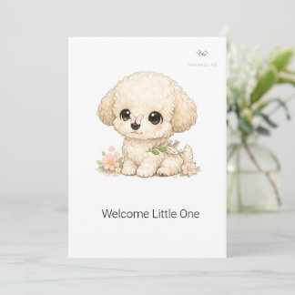 Willkommen Kleines Eins Chibi-Toy-Pudel-Taufe Einladung