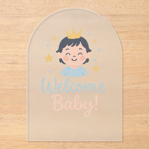 Willkommen Kleines - Neutral Baby Dusche Gruß Acryleinladungen
