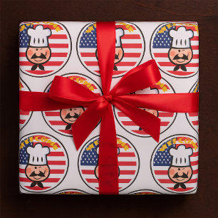 Willkommen Koch mit amerikanischer Flagge Geschenkpapier