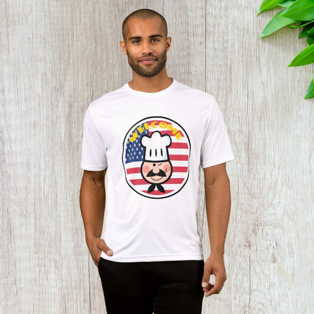 Willkommen Koch mit amerikanischer Flagge T-Shirt (Von Creator hochgeladen)