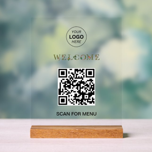 Willkommen Kundenspezifischer QR-Code Logo Moderne Acrylschild (Neutral)