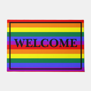 Willkommen LGBT Farben grenzt an Tür Fußmatte