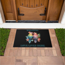 Willkommen. Liebe lebt hier. Liebesvögel