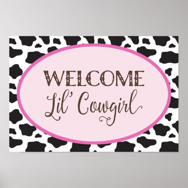 Willkommen Lil' Cowgirl Baby Duschbanner Poster (Vorne)