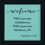 Willkommen Magnet Urlaub Vermietung WLAN-Kennwort<br><div class="desc">Dieses Design kann personalisiert werden, indem Sie auf die Schaltfläche Anpassen klicken und den Namen, die Initialen oder die Wörter ändern. Sie können auch die Textfarbe und den Textstil ändern oder den Text für nur ein Bild löschen. Kontaktieren Sie mich unter colorflowcreations@gmail.com , wenn Sie dieses Design für ein anderes...</div>