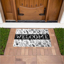 WILLKOMMEN MAT Niedliche gepunktete Pflanze Muster