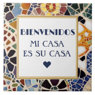Willkommen Mi Casa Es Su Casa Faux-Mosaik Gaudi Fliese