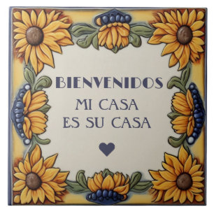 Willkommen Mi Casa Es Su Casa Sonnenblumen Schild Fliese